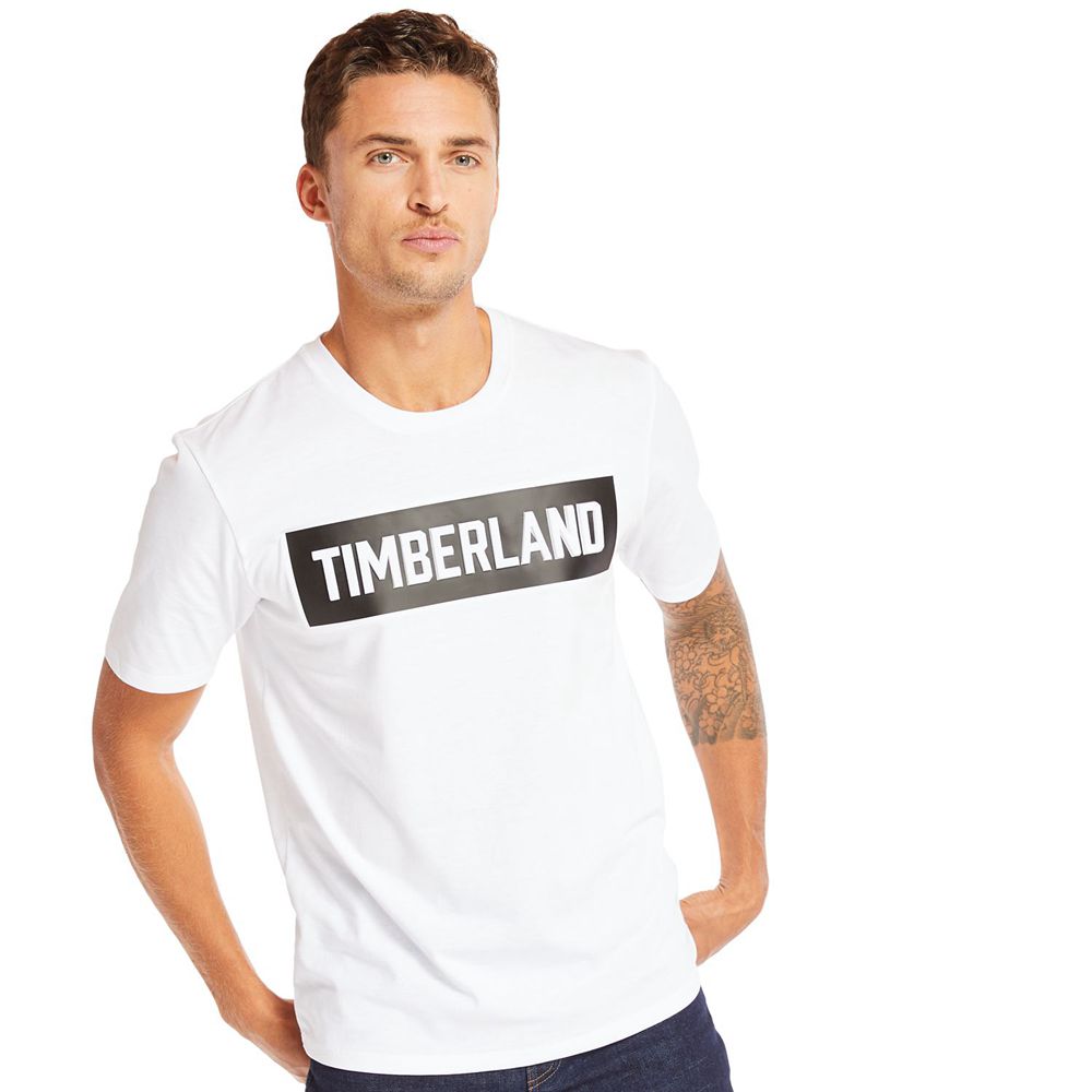 Timberland Mens T-Shirts Mink Brook 3D Embossed - White - India RP1569403